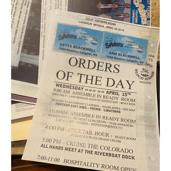 USS Savo Island VC-27 Reunion Memorabilia Collection With Orders Of The Day & Ph - Picture 2 of 6